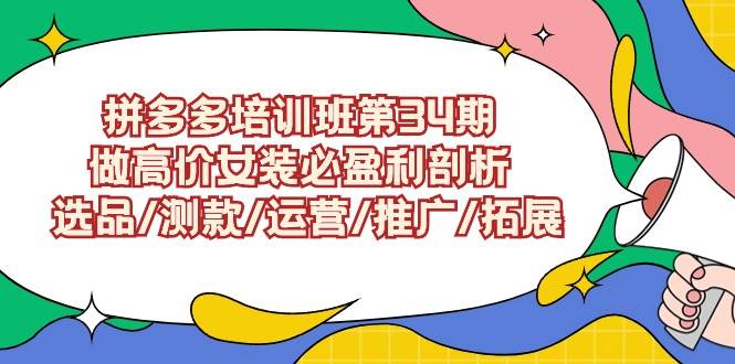 拼多多培训班第34期：做高价女装必盈利剖析  选品/测款/运营/推广/拓展