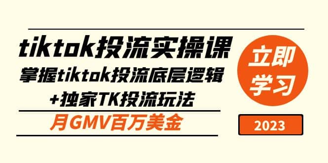 tiktok投流实操课：掌握tiktok投流底层逻辑+独家TK投流玩法