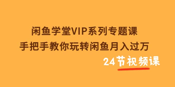 闲鱼学堂VIP系列专题课：手把手教你玩转闲鱼月入过万（共24节视频课）