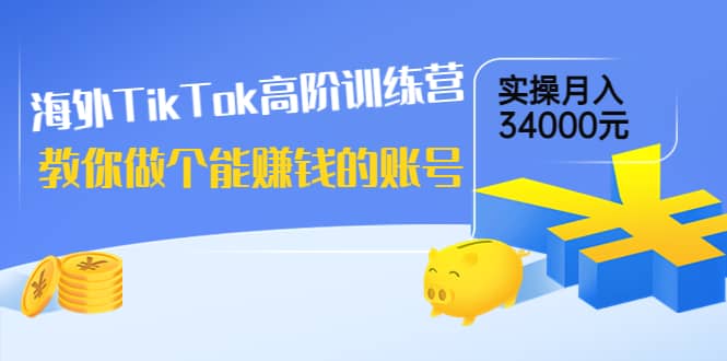 海外TikTok高阶训练营：教你做个能赚钱的账号，实操月入34000元！