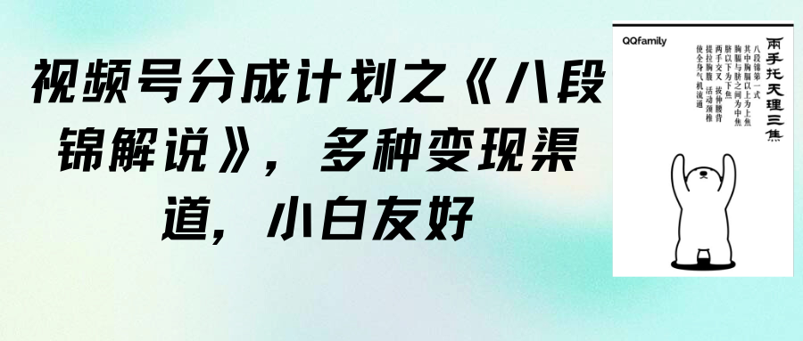 （9537期）微信视频号分为方案之《八段锦解说》，多种多样变现渠道，新手友善（实例教程 素材内容）