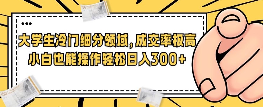 一个大学生小众细分行业，成交转化率非常高，小白都能实际操作，轻轻松松日入300