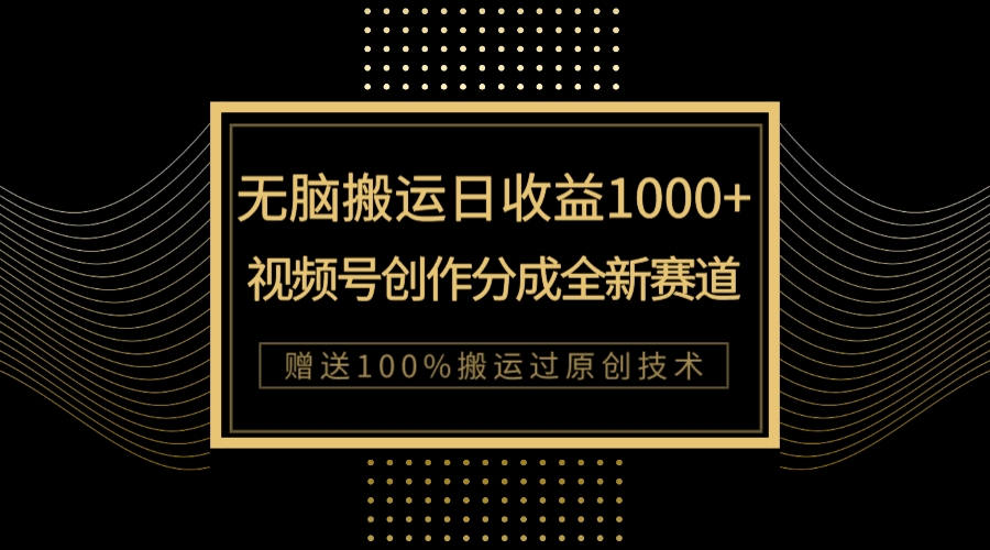 （7736期）单日盈利1000 ，新品类新生态，微信视频号写作分为没脑子运送100%抖音上热门