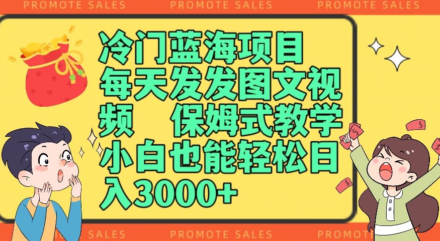 冷门蓝海项目，每天发发图文视频，保姆式教学，小白也能轻松日入3000+-暖阳网-优质付费教程和创业项目大全