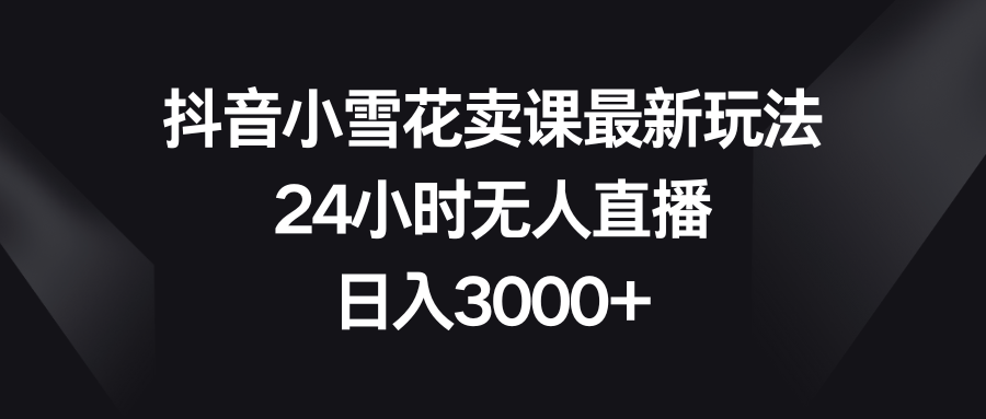 （8322期）抖音小小雪花购买课程全新游戏玩法，24钟头无人直播，日赚3000