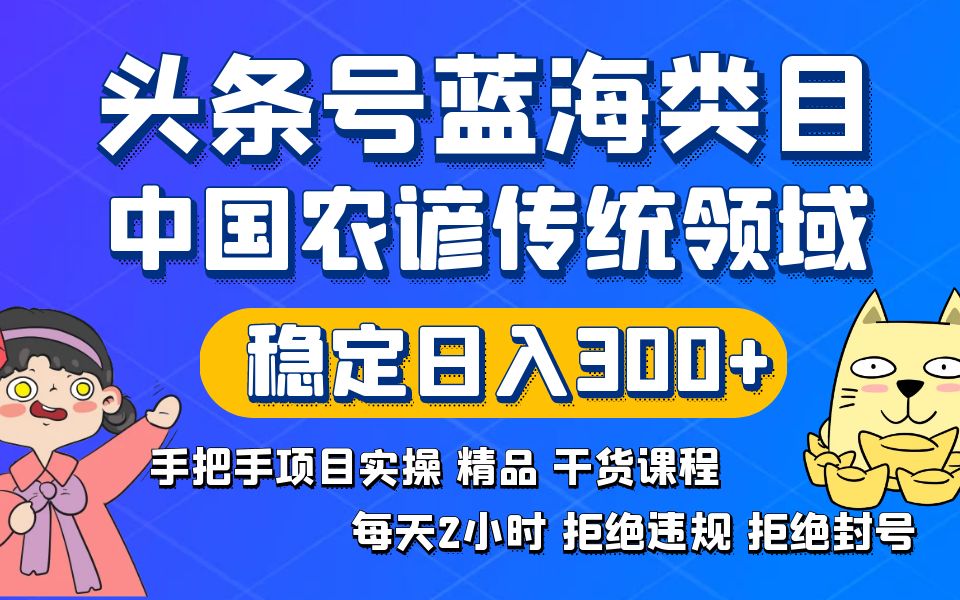 （8595期）今日头条号蓝海类目传统和民间谚语行业实际操作开放课程回绝违反规定封禁平稳日入300