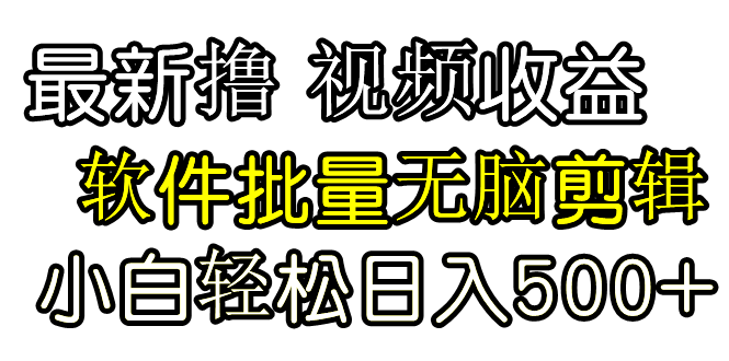 （9569期）发视频撸收益，软件无脑批量剪辑，第一天发第二天就有钱