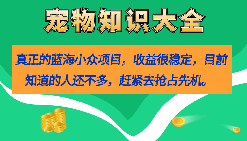 （7348期）真正意义上的瀚海冷门新项目，小宠物基本知识，盈利比较稳定（教务管理 素材内容）