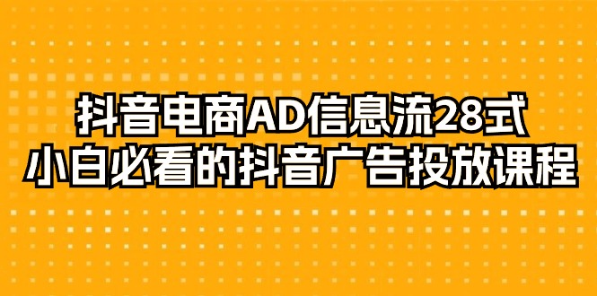 （9299期）抖音直播带货-AD信息流广告 28式，新手不可错过的抖音广告投放课程内容-29节