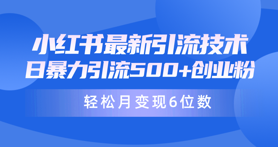 （9871期）日引500 月转现六位数24年全新小红书的暴力行为引流方法做兼职粉实例教程