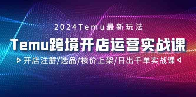 2024Temu跨境电商开店运营实战演练课，开实体店申请注册/选款/核算成本发布/日出千单实战演练课