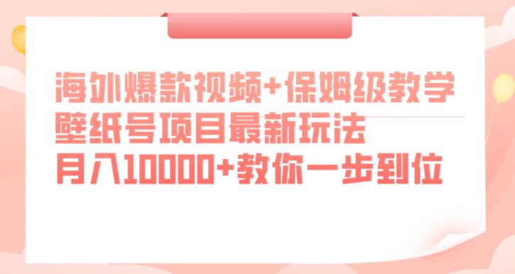 国外爆款短视频 家庭保姆级课堂教学，墙纸号新项目全新游戏玩法，月入10000 教大家一步到位【揭密】