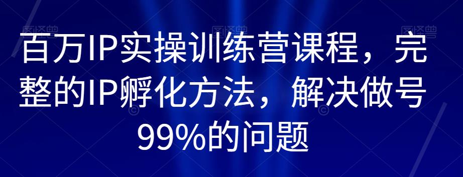 上百万IP实操训练营课程内容，完备的IP卵化方式，处理做号99%问题