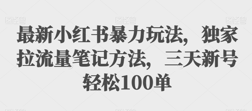 全新小红书的暴力行为游戏玩法，独家代理拉总流量笔记方法，三天小号轻轻松松100单【揭密】