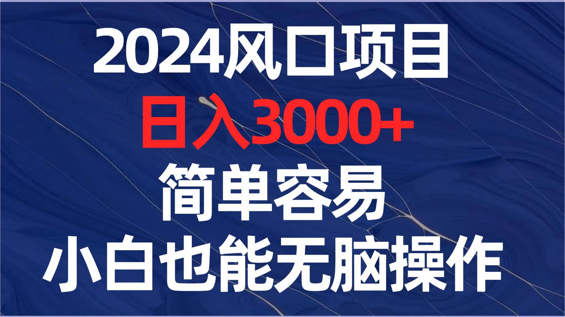 （8432期）2024蓝海项目，日赚3000 ，简单方便，新手也可以没脑子实际操作