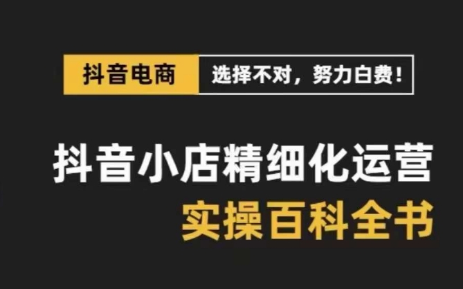 （8380期）抖店 精细化营销-百科辞典，家庭保姆级经营实战演练解读（28堂课）