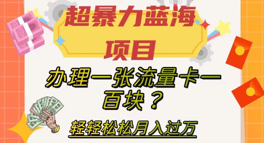 超暴力行为蓝海项目，办理一张上网卡一百块？轻松月入了万，家庭保姆级实例教程【揭密】