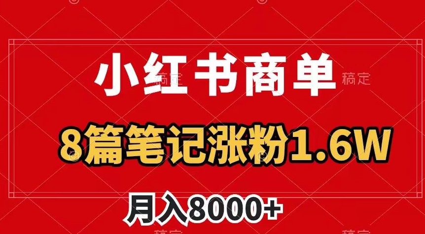 小红书商单最新玩法，8篇笔记涨粉1.6w，作品制作简单，月入8000+【揭秘】-暖阳网-优质付费教程和创业项目大全