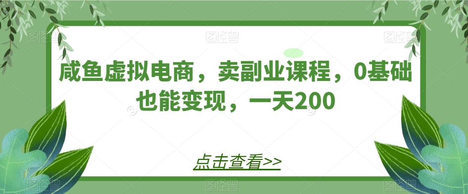 闲鱼虚似电子商务，卖第二职业课程内容，0根基也可以转现，一天200