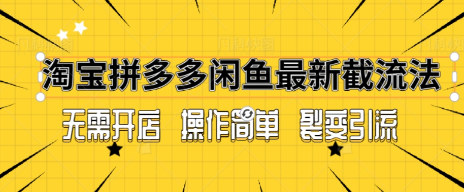 拼多多淘宝闲鱼最新引流方法，无需开店长久精准引流100+