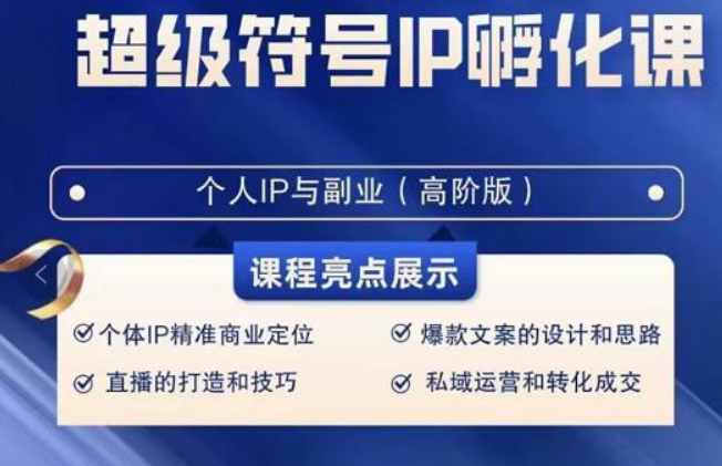 品牌符号IP卵化高级课，创建流量思维底层思维，打造属于自身IP（51堂课）