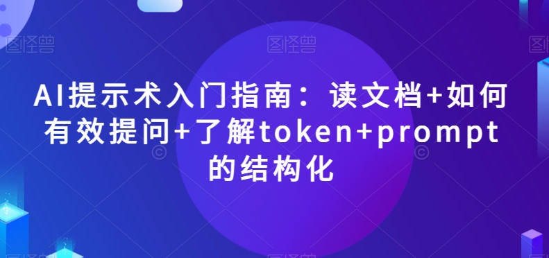 AI提示术入门指南：读文档+如何有效提问+了解token+prompt的结构化【揭秘】-暖阳网-优质付费教程和创业项目大全