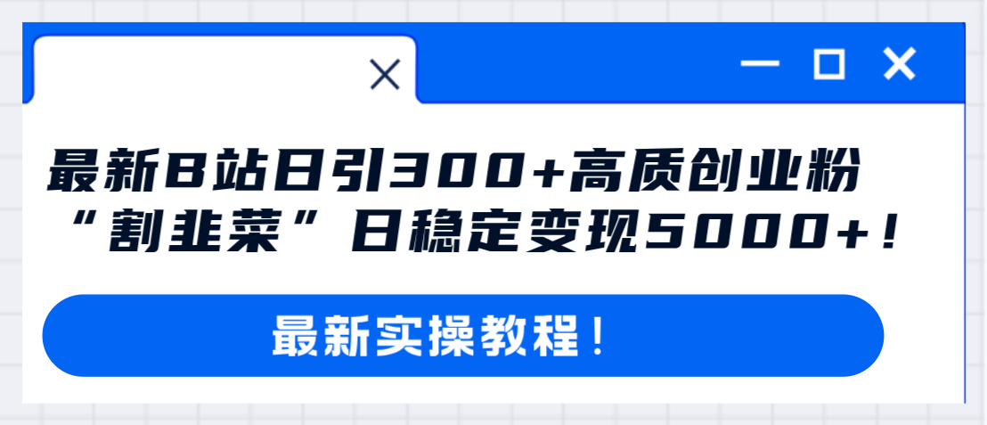 （8216期）最新B站日引300+高质创业粉教程！“割韭菜”日稳定变现5000+！-暖阳网-优质付费教程和创业项目大全