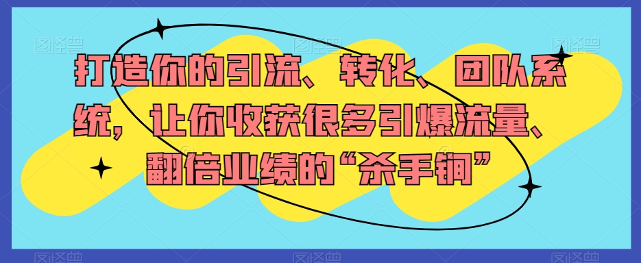 打造出你引流方法、转换、精英团队系统软件，使你收获了很多引爆流量、翻番公司业绩“秘密武器”-暖阳网-优质付费教程和创业项目大全