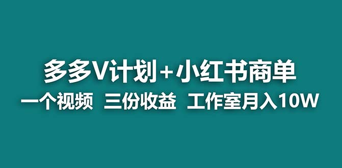 （6999期）【蓝海项目】多多的v计划 小红书的商单 一个视频三份盈利 个人工作室月入10w