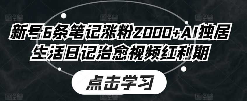 小号6条手记增粉2000 AI独自生活日记痊愈短视频风口期-中创网_分享中赚网创业资讯_最新网络项目资源