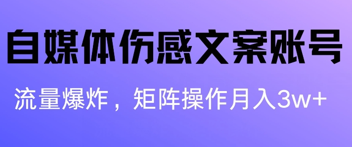 自媒体平台伤感文案账户，制作简单，总流量发生爆炸账户非常容易拷贝，引流矩阵月入1W