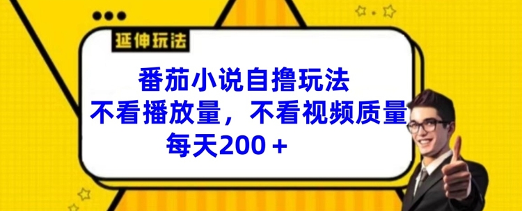 番茄小说自撸游戏玩法，不要看播放率，不要看视频清晰度，每日200 【揭密】