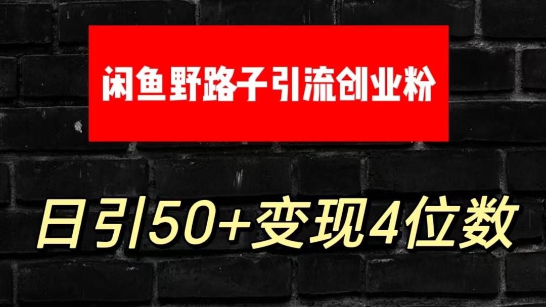 大眼闲鱼野路子引流创业粉，日引50+单日变现四位数