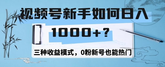 微信视频号新手怎么日入1k？三种盈利方式，0粉小号也可以受欢迎