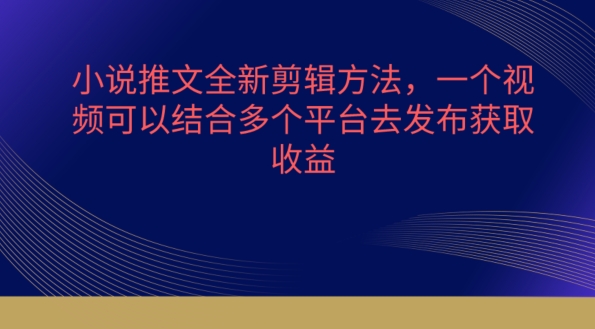 小说推文全新升级剪辑方法，一个视频需要结合各个平台去公布获得【揭密】