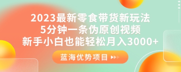 2023全新零食卖货新模式，5分钟左右一条伪原创视频，新手入门都可以轻松月入3000 【揭密】