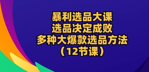 爆利选款大课：选款决定成败，教大家多种多样大爆品选款方式(12堂课)