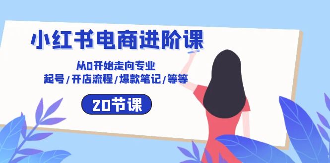 小红书电商升阶课：从0逐渐走向技术专业 养号/开店的流程/爆品手记/等（20节）