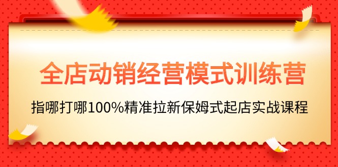 （11460期）全店动销-经营模式训练营，指哪打哪100%精准拉新保姆式起店实战课程