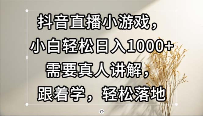 （13075期）抖音直播间游戏，新手轻轻松松日入1000 必须真人版解读，跟着做，轻轻松松落地式