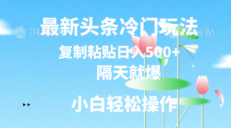 （11414期）最新头条小众游戏玩法，第二天就爆，拷贝日入500