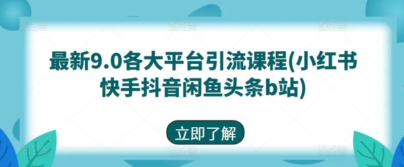 全新9.0各个平台引流课程(小红书的快手抖音闲剁椒鱼头条b站)