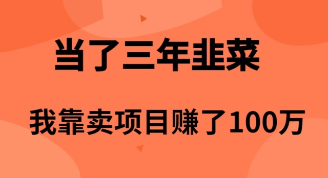 （10149期）当上3年韭莱，卧槽卖项目挣了100万