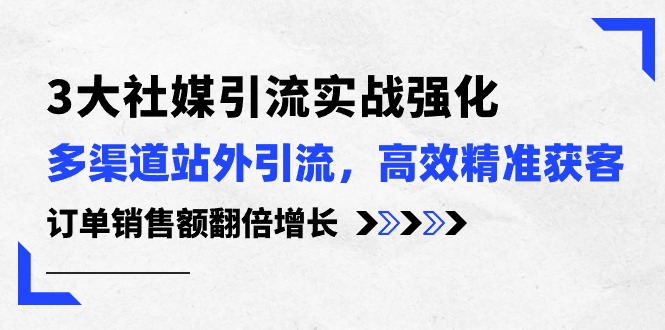 3大社交媒体引流方法实际操作加强，多种渠道站外引流/高效率营销获客/订单信息销售总额翻倍增长