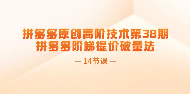 拼多多平台原创设计高级技术性第38期，拼多多平台台阶涨价破量法（14堂课）