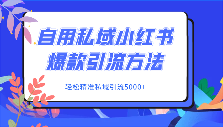 自购公域小红书爆款推广方法，轻轻松松精确私域引流5000