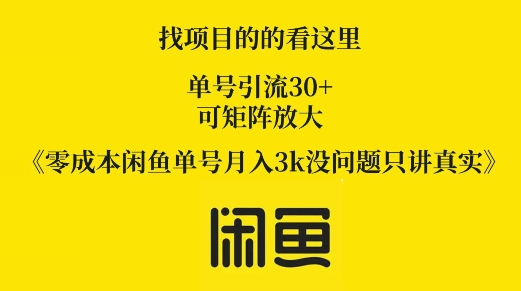 零成本闲鱼平台运单号月入3k没什么问题只谈真正