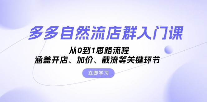 多多的自然流店淘新手入门课，从0到1构思步骤，包含开实体店、抬价、截留等关键环节