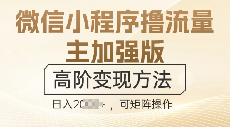 微信小程序撸流量主加强版，高阶变现方法，日收益多张