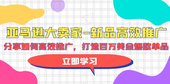 （9945期）亚马逊平台 大卖家-新产品高效率营销推广，共享如何有效营销推广，打造出百万美金爆款单品